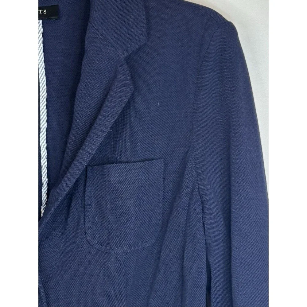 TALBOTS Blazer Navy Blue Women 10 Single Breasted Cotton Jacket Nautical Office - Picture 6 of 14